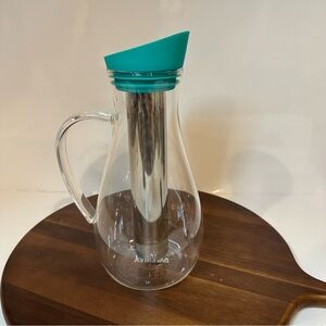 Davids Tea Glass Carafe with Stainless Steel Infuser & Turquoise Silicone Lid